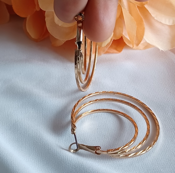 Golden Spiral Hoop Earrings - Picture 3 of 15